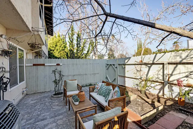 a view of outdoor space with seating area