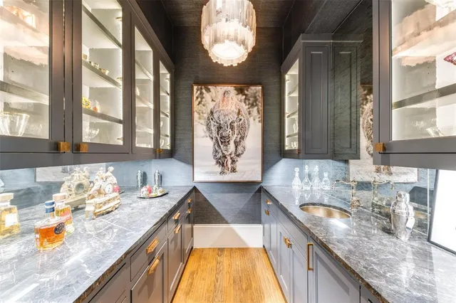 a kitchen with granite countertop lots of counter top space