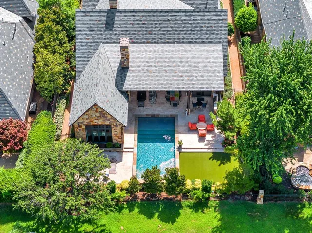 an aerial view of a house
