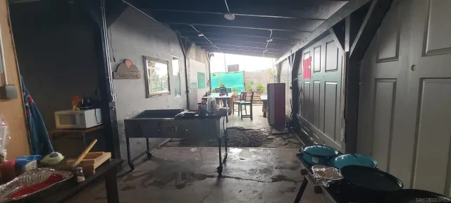 a view of a porch with chairs