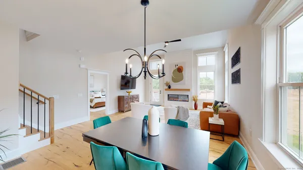 a view of a dining room and livingroom