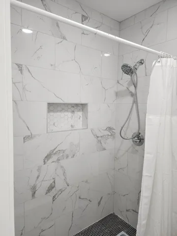 a bathroom with a shower