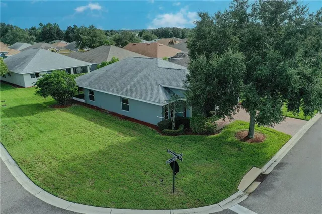 an aerial view of a house