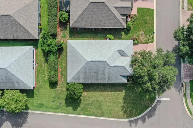an aerial view of a house