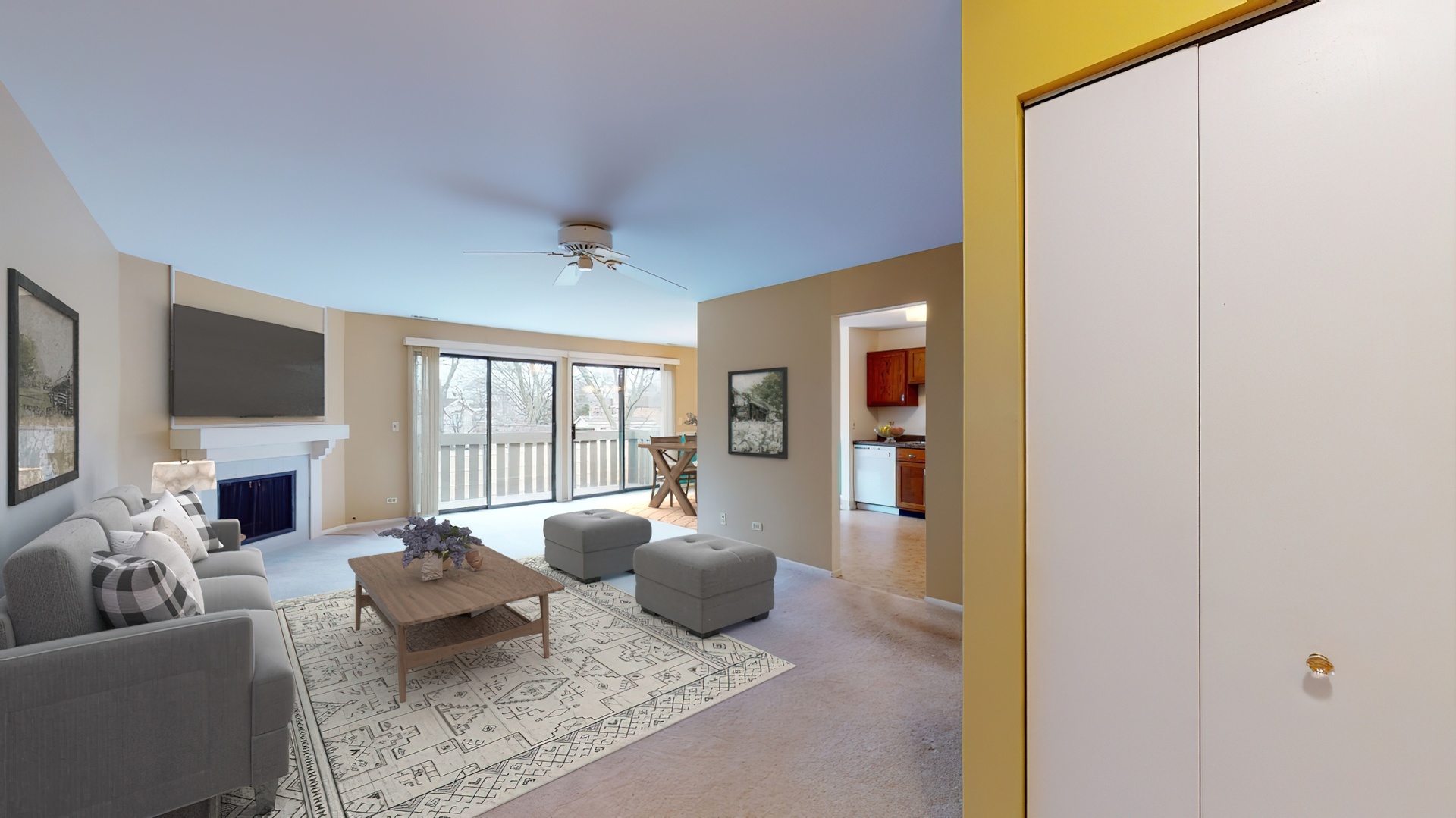 4730 Calvert Drive, Unit B2 Rolling Meadows, IL 60008 - Photo 3 of 20 a living room with furniture and a fireplace