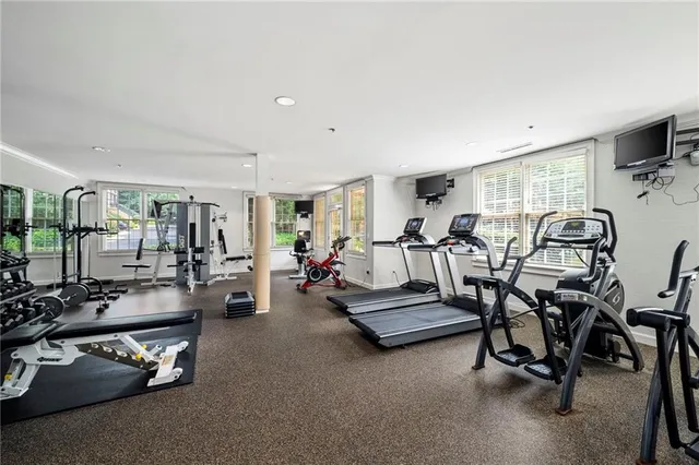a view of a room with gym equipment