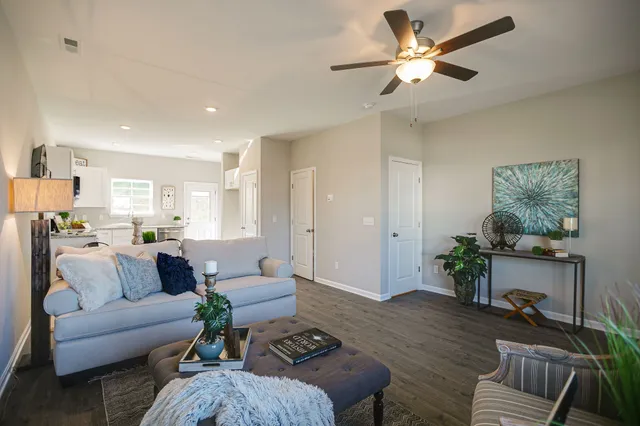 a living room with furniture