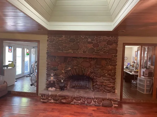 a room with fireplace