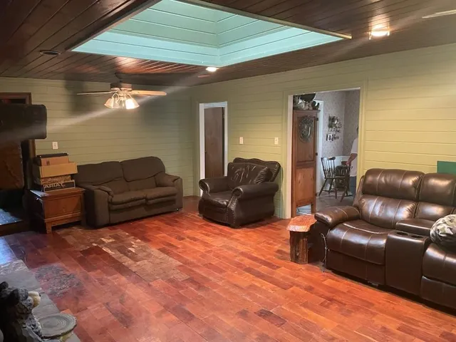 a living room with furniture