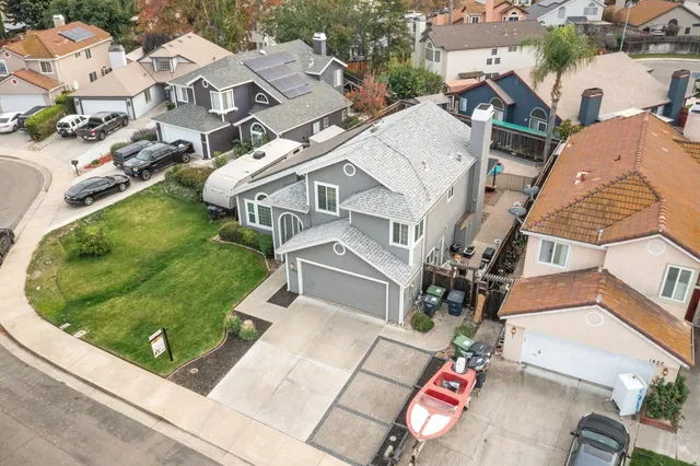 an aerial view of a house