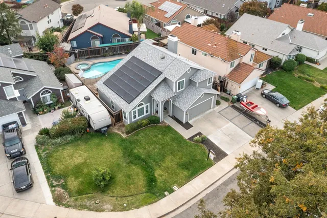 an aerial view of a house