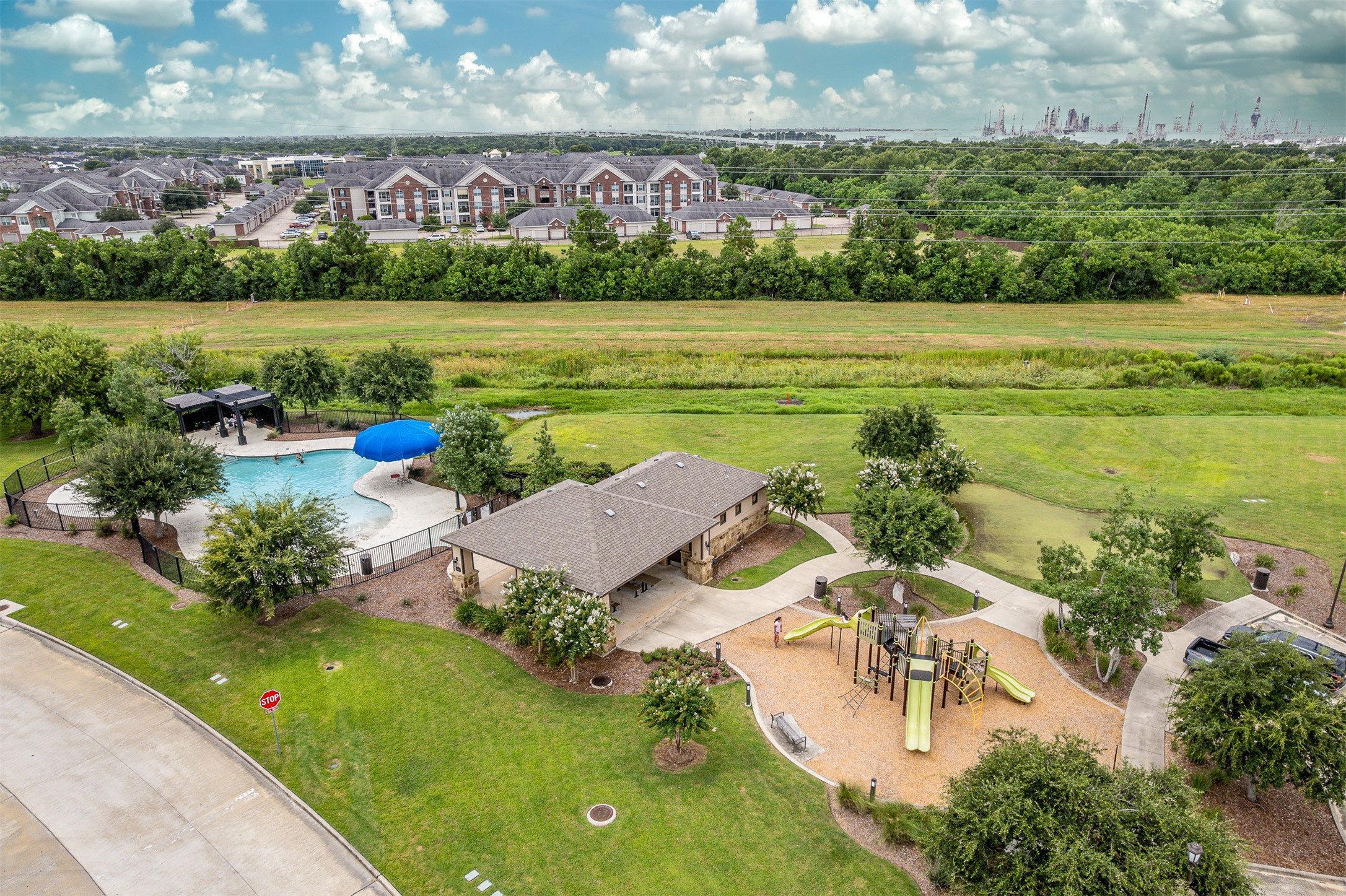 3907 Hawaiian Court Baytown, TX 77521 - Photo 10 of 40 an aerial view of a residential houses with outdoor space and lake view