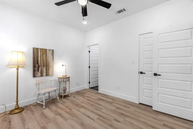 a view of an empty walk in closet