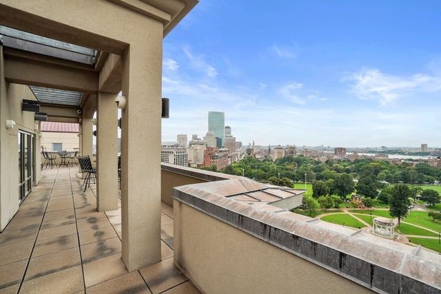 a view of a terrace with sky view