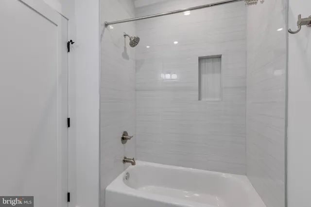 a bathroom with a bathtub