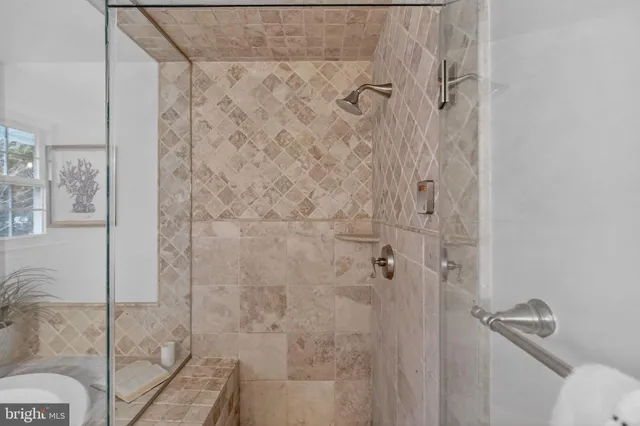 a bathroom with a bathtub