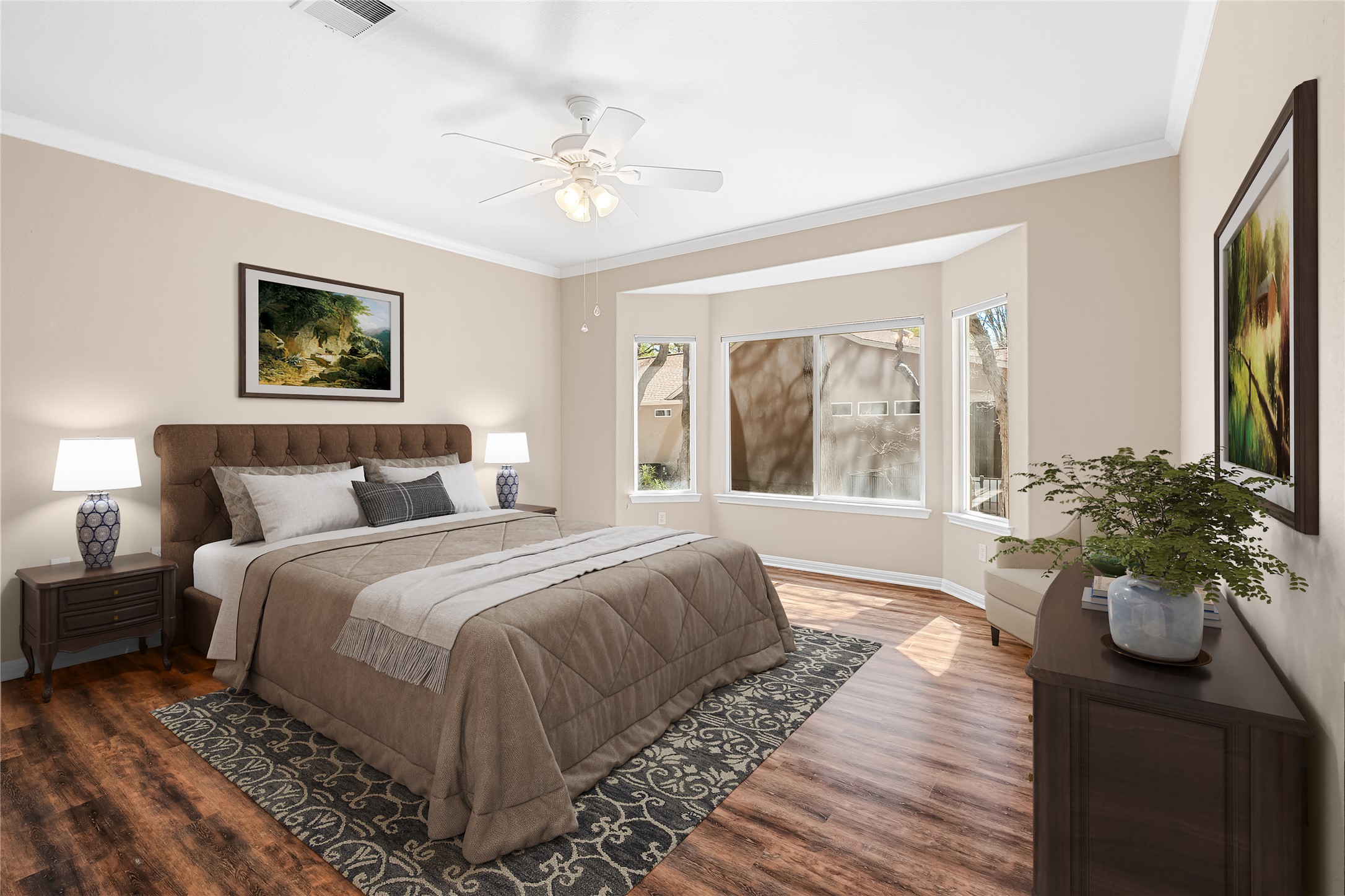 103 Harness Lane Georgetown, TX 78633 - Photo 17 of 38 a spacious bedroom with a large bed and a chandelier