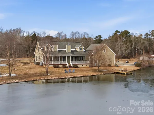 a view of a lake with houses