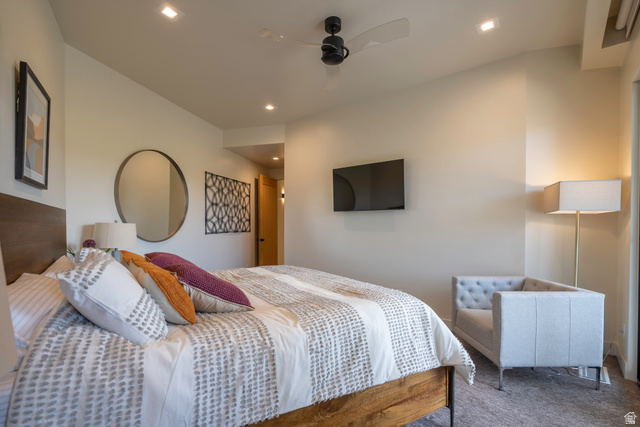 3606 South Cypress Road Hurricane, UT 84737 - Photo 48 of 69 Carpeted bedroom featuring a ceiling fan and recessed lighting