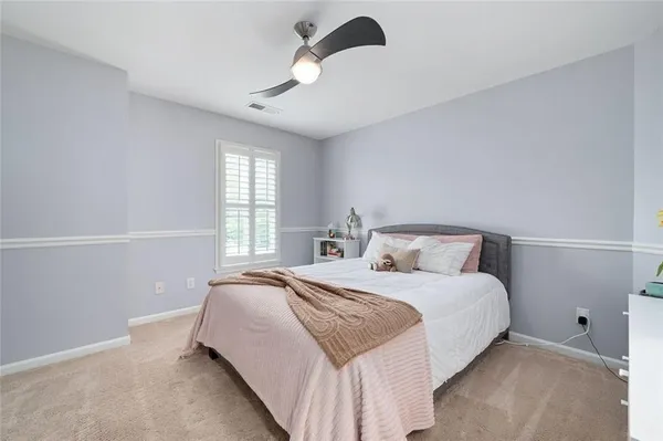 a view of a garden with a bench