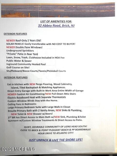 32 Abbey Road Brick, NJ 08723 - Photo 33 of 44 32 Abbey List of Amenities jpg