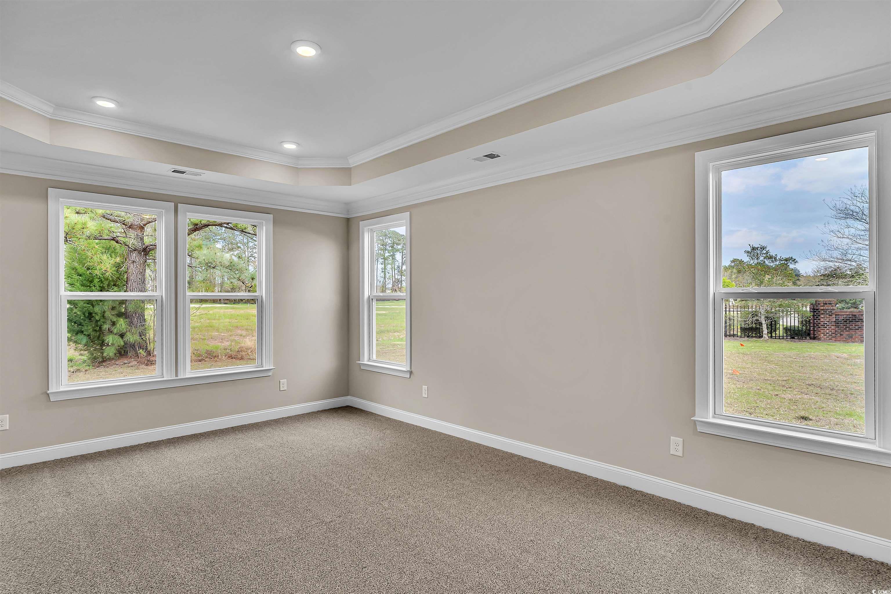 550 Beachside Circle Calabash, NC 28467 - Photo 25 of 39 Carpeted spare room with ornamental molding and a wealth of natural light