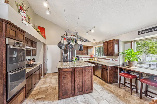 a kitchen with lots of counter top space