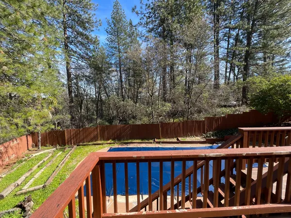 a view of a wooden deck