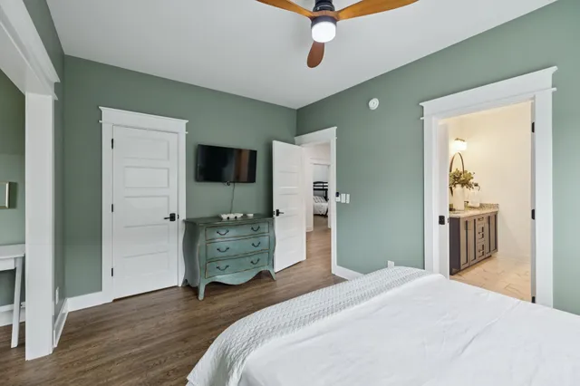 a view of a lake with a city