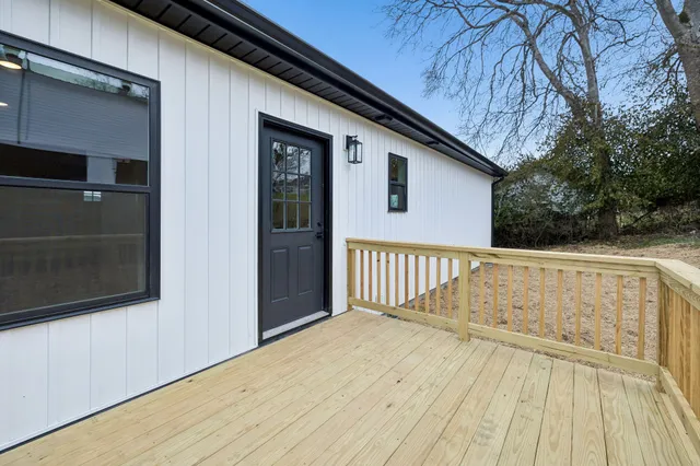 a view of wooden balcony