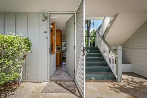 a view of entryway with wooden floor and a potted plant