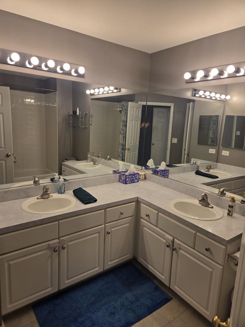 1328 Shawford Way Elgin, IL 60120 - Photo 14 of 19 a bathroom with double sink and a mirror