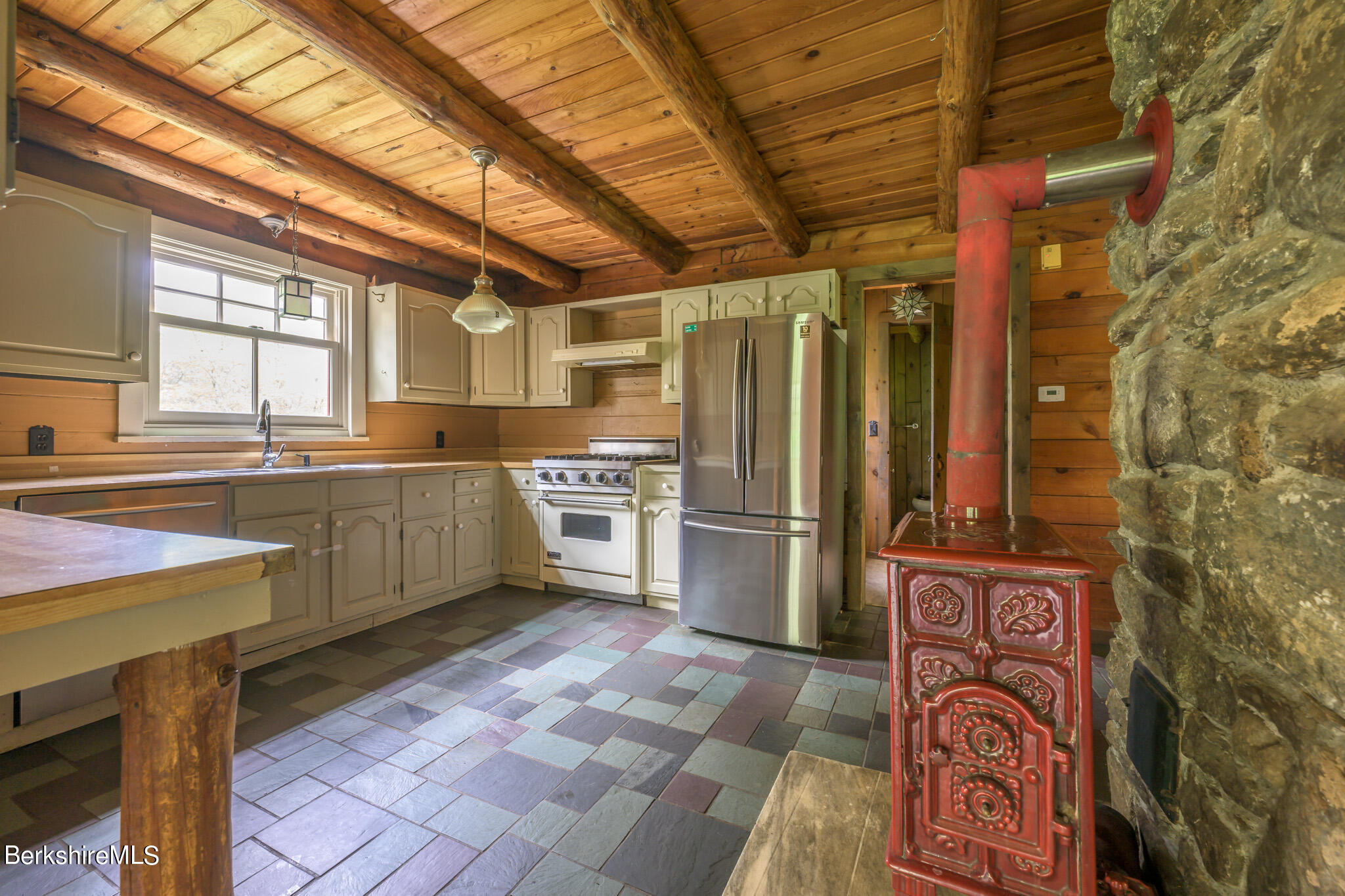258 E Road Alford, MA 01266 - Photo 12 of 38 a kitchen with stainless steel appliances granite countertop a sink a stove a refrigerator and cabinets