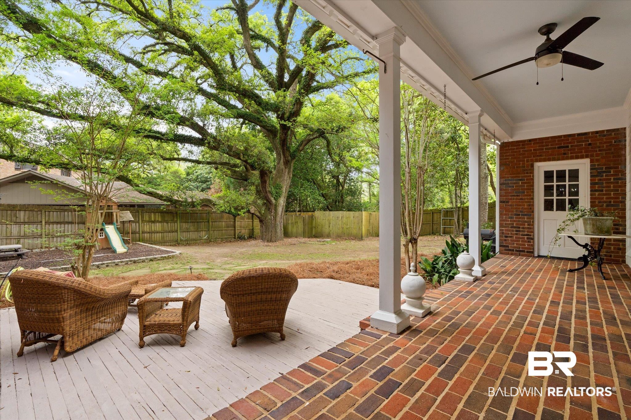 5324 Oak Bend Court Mobile, AL 36609 - Photo 36 of 49 View of patio with a fenced backyard and a ceiling fan