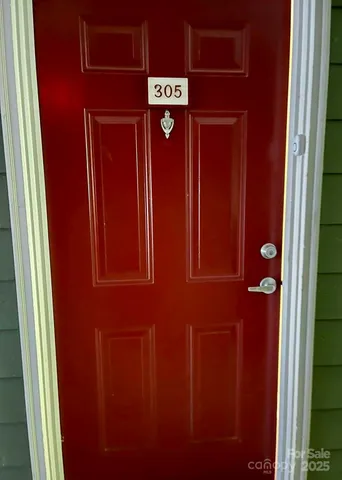 a door with a red door
