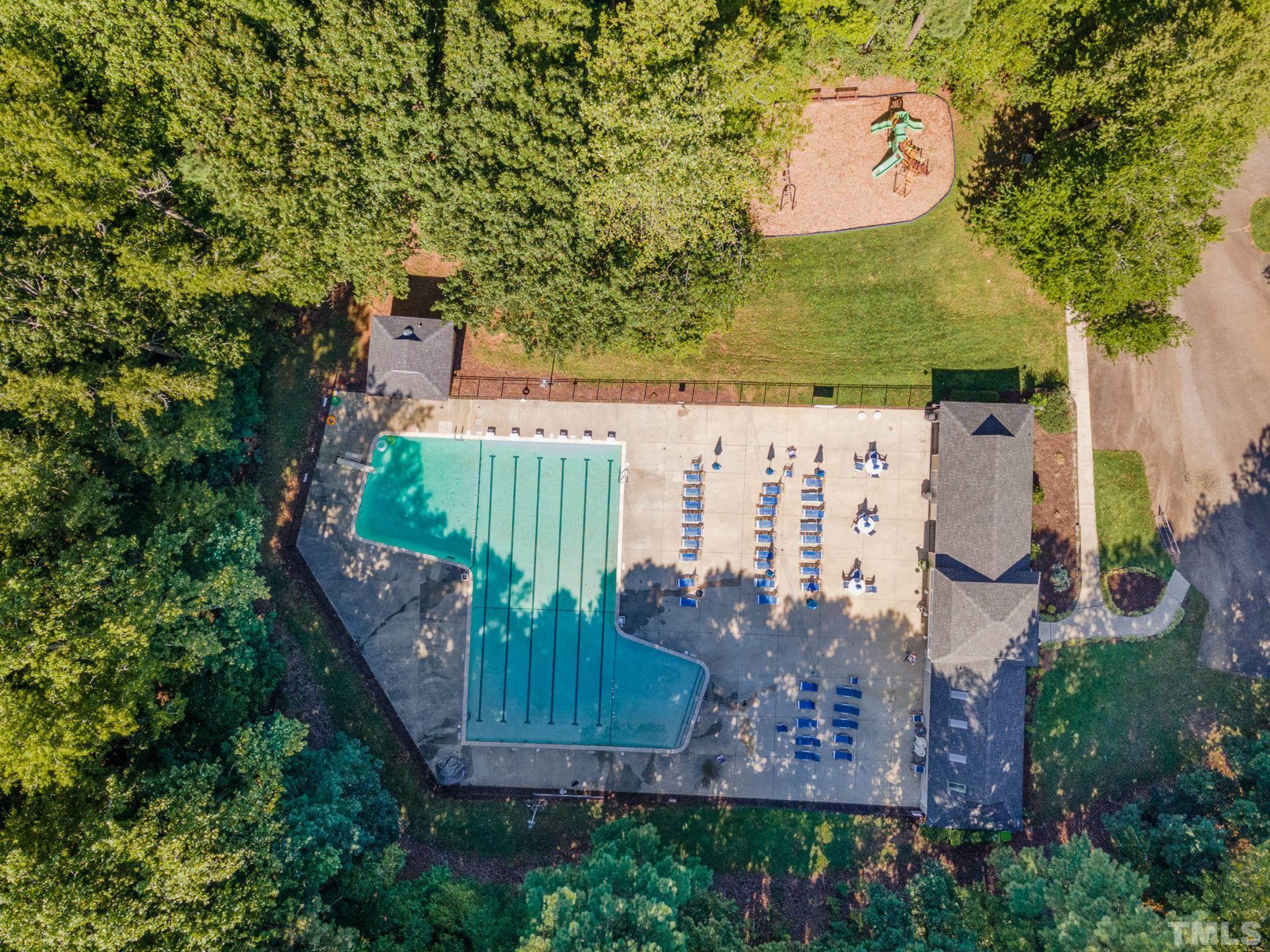 12036 Warwickshire Way Raleigh, NC 27613 - Photo 36 of 40 an aerial view of residential house with outdoor space and trees all around