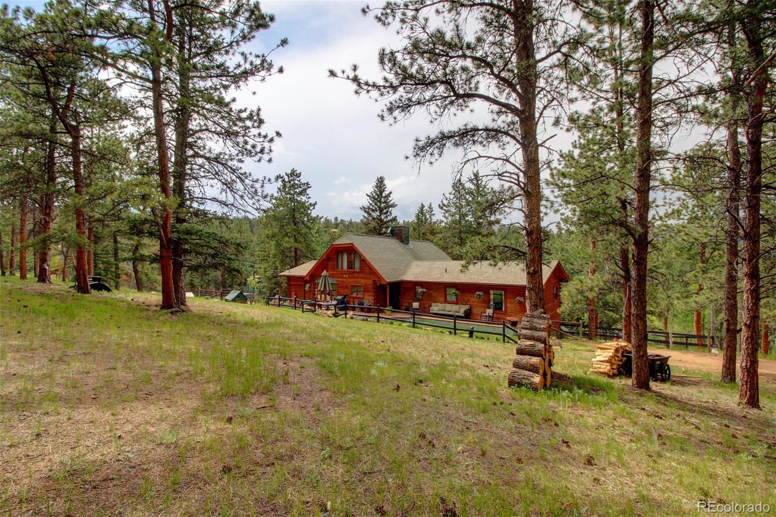 135 Nova Drive Pine, CO 80470 - Photo 34 of 38 a view of a house with a yard table and a tree