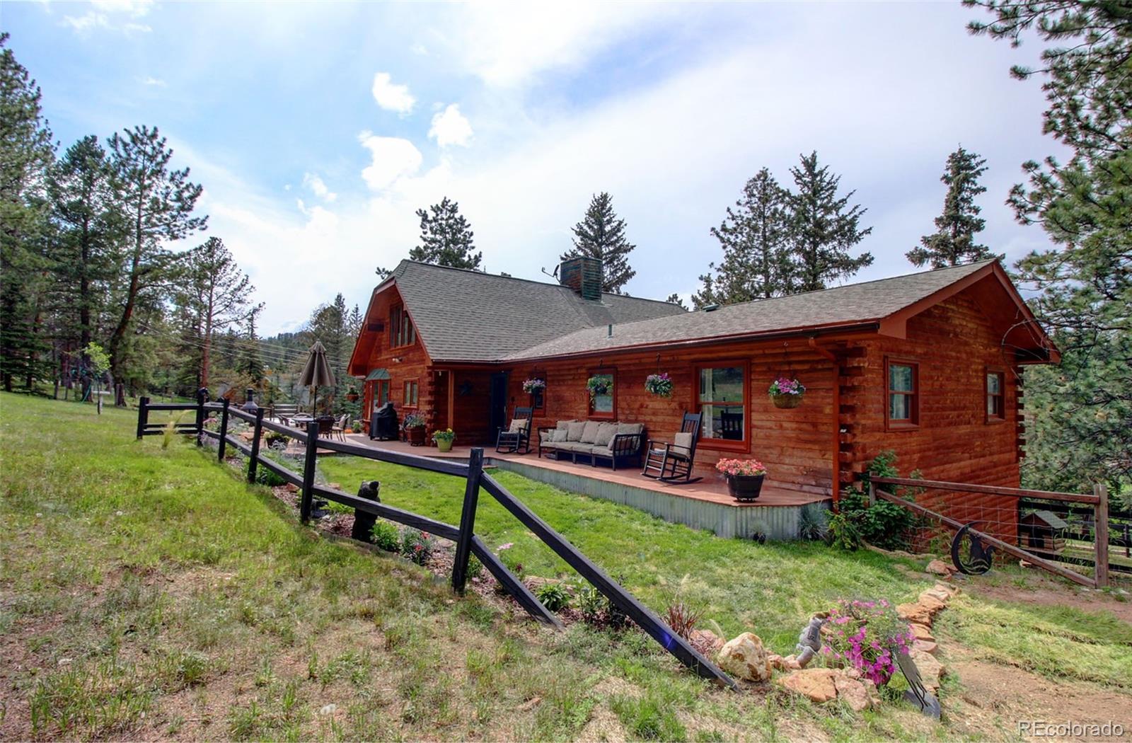 135 Nova Drive Pine, CO 80470 - Photo 35 of 38 a backyard of a house with wooden fence and trees
