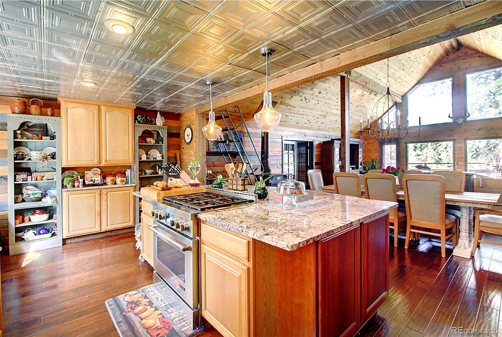 135 Nova Drive Pine, CO 80470 - Photo 7 of 38 a kitchen with stainless steel appliances granite countertop a stove and a refrigerator