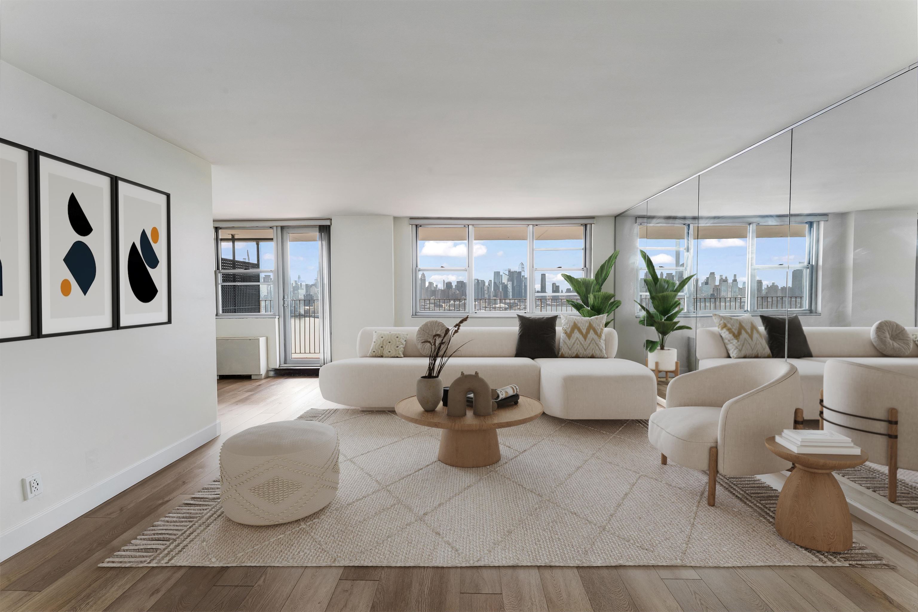 6040 Boulevard East, Unit 22F West New York, NJ 07093 - Photo 3 of 44 a living room with furniture and large windows