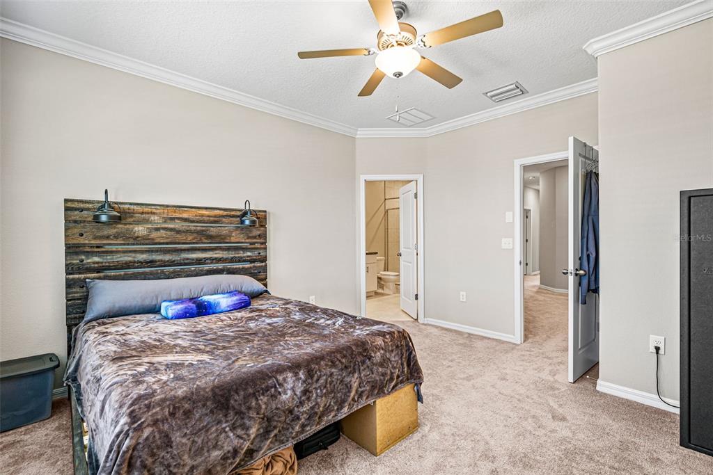 31945 Blue Passing Loop Wesley Chapel, FL 33545 - Photo 13 of 22 a bedroom with a bed and a chandelier