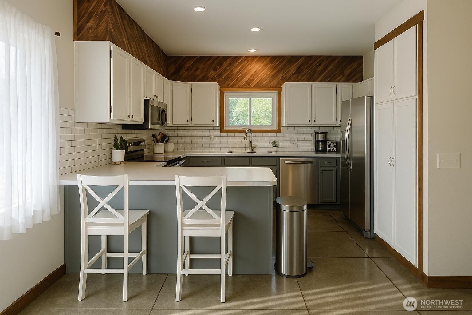 3324 Bailey Way Ferndale, WA 98248 - Photo 7 of 23 a kitchen with stainless steel appliances granite countertop a stove a sink refrigerator and microwave
