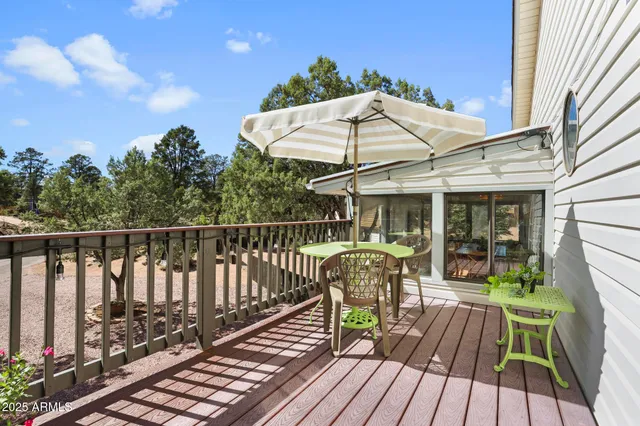 a deck view with a seating space