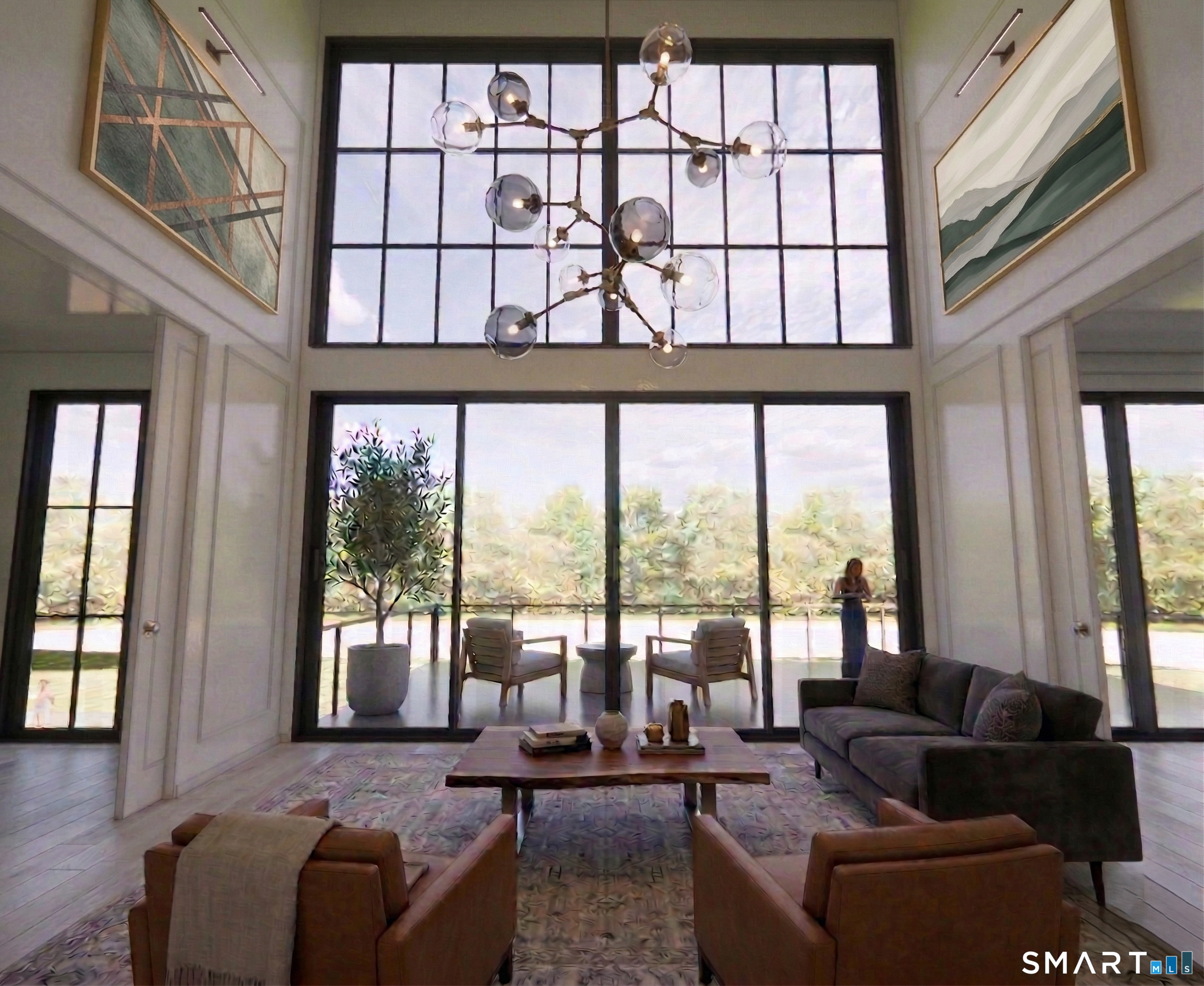 532 Round Hill Road Greenwich, CT 06831 - Photo 5 of 13 a living room with furniture large windows and wooden floor