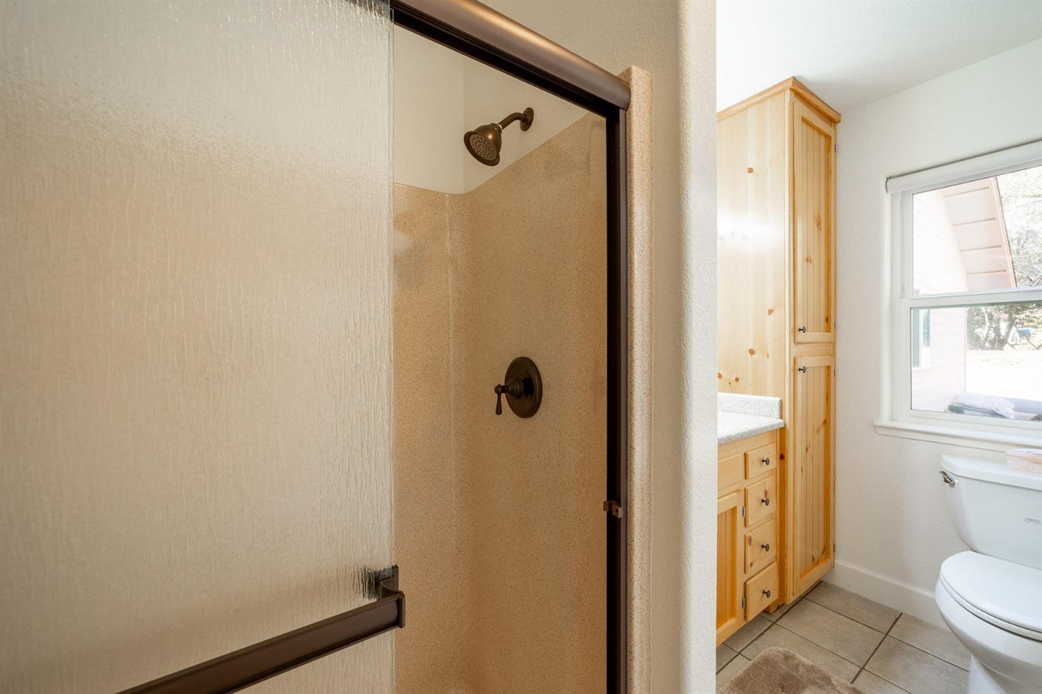 11545 Rocher Court Columbia, CA 95310 - Photo 33 of 49 a bathroom with a shower a toilet and a window