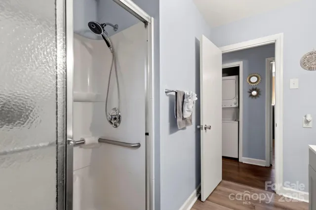 a bathroom with a shower