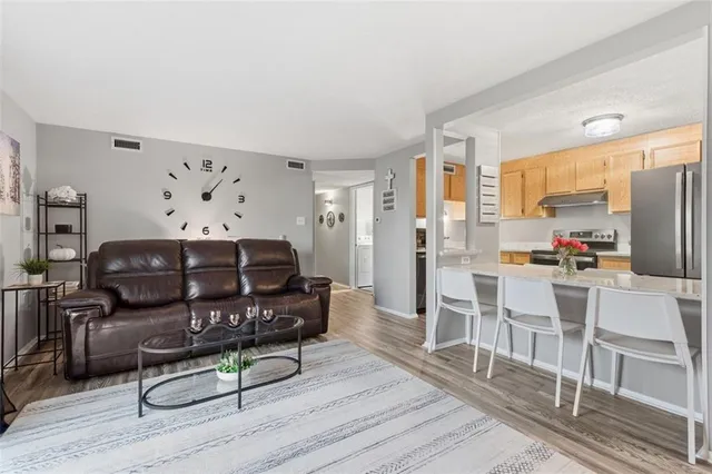 a living room with furniture