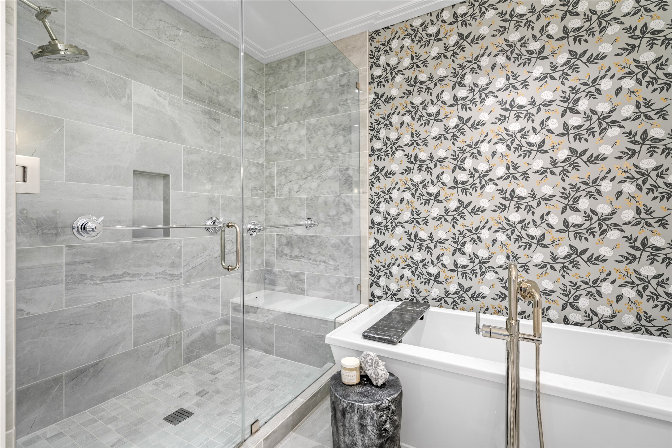 6017 Memorial Drive, Unit 202 Houston, TX 77007 - Photo 15 of 36 The grand walk-in shower and free-standing soaking tub make this bathroom the ultimate relaxation destination.