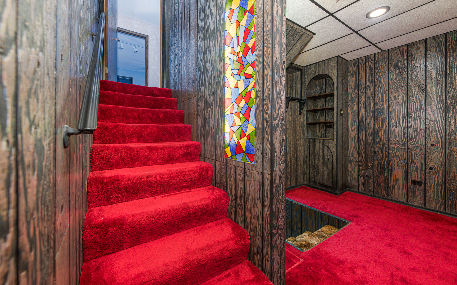 14400 Shepard Drive Dolton, IL 60419 - Photo 30 of 55 a view of a balcony with red door and wooden walls