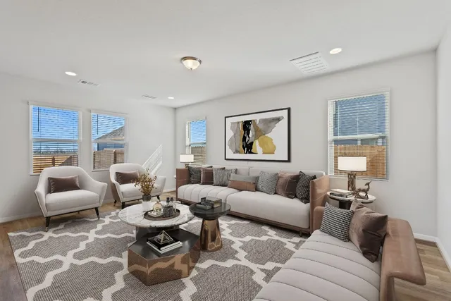 a living room with furniture